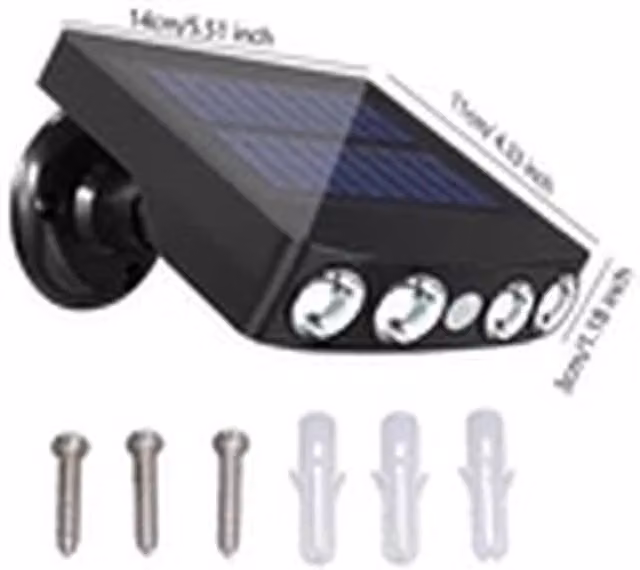 EONLION Solar Powered LED Wall Security Floodlight with Motion Sensor in Black – 1