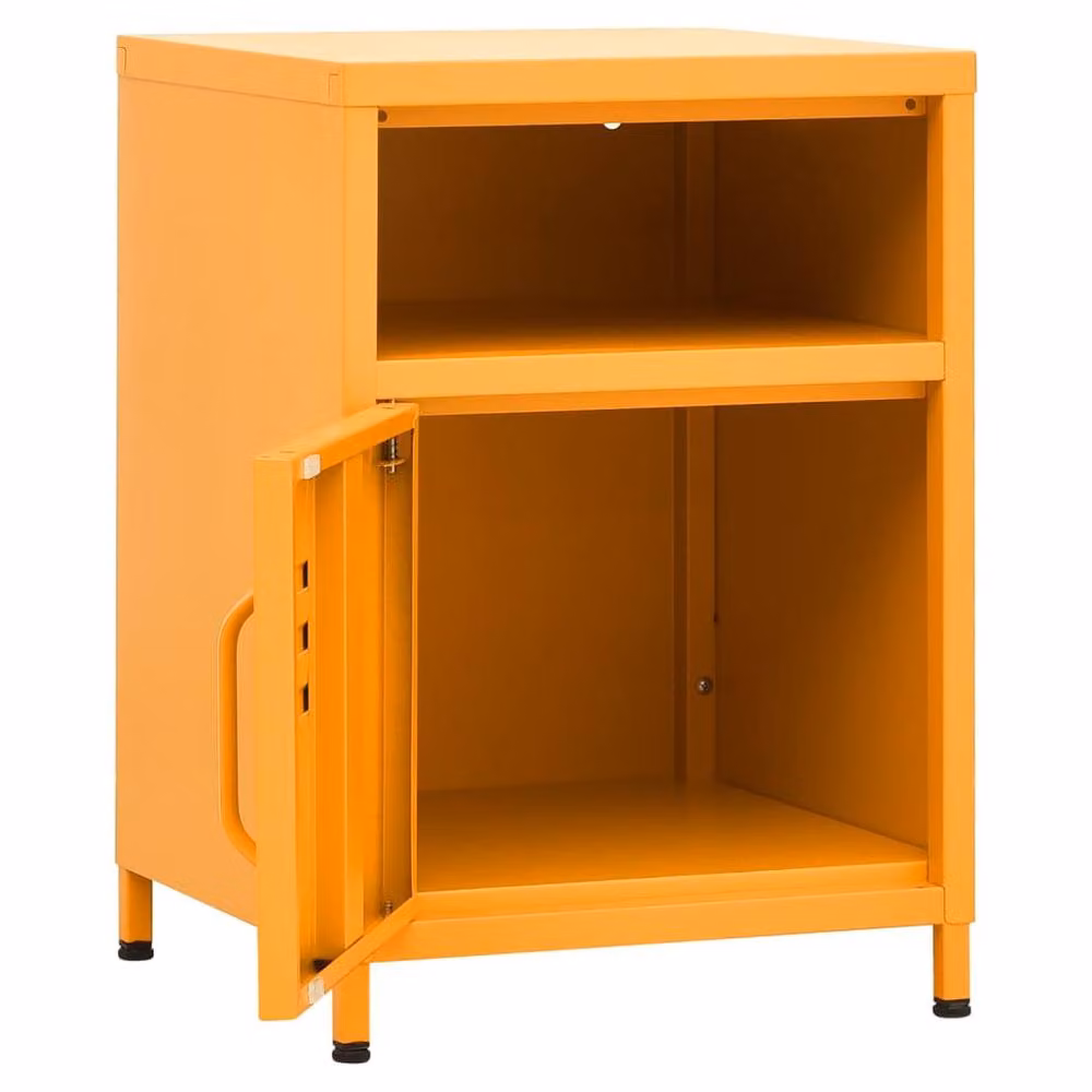 Berkfield Home Set of 2 Mustard Yellow Metal Nightstands, W/D/H: 35 x 35 x 51 cm – 3