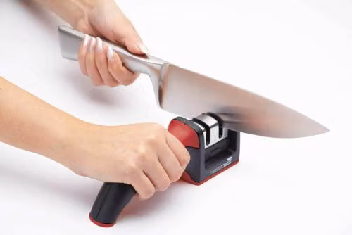 MasterClass 2-Stage Pull-Through Knife Sharpener and Honer, Black and Red – 3