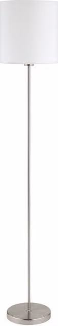 Loops Floor Lamp with White Fabric Shade and Satin Nickel Finish, E27 Bulb Compatible, H 157.5 cm – 1