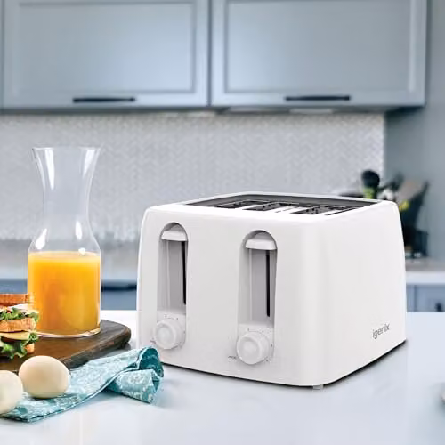 Igenix 4 Slice Toaster, 1300W with Cable Storage, White – 2