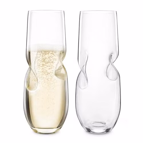 Final Touch Bubbles Transparent Stemless Champagne and Sparkling Wine Tumbler Glasses, Set of 2, 236 ml – 1