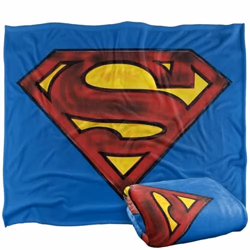 Warner Bros. Superman Charcoal Shield Super Soft Fleece Throw Blanket, Grey/Multicolour, W: 127.0 cm, D: 152.4 cm – 1