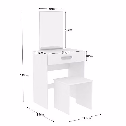 Vida Designs Isla Dressing Table and Stool Set in White – 3