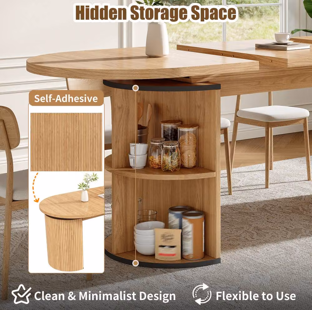STILVORA Extendable Oval Dining Table in Natural Wood – 3