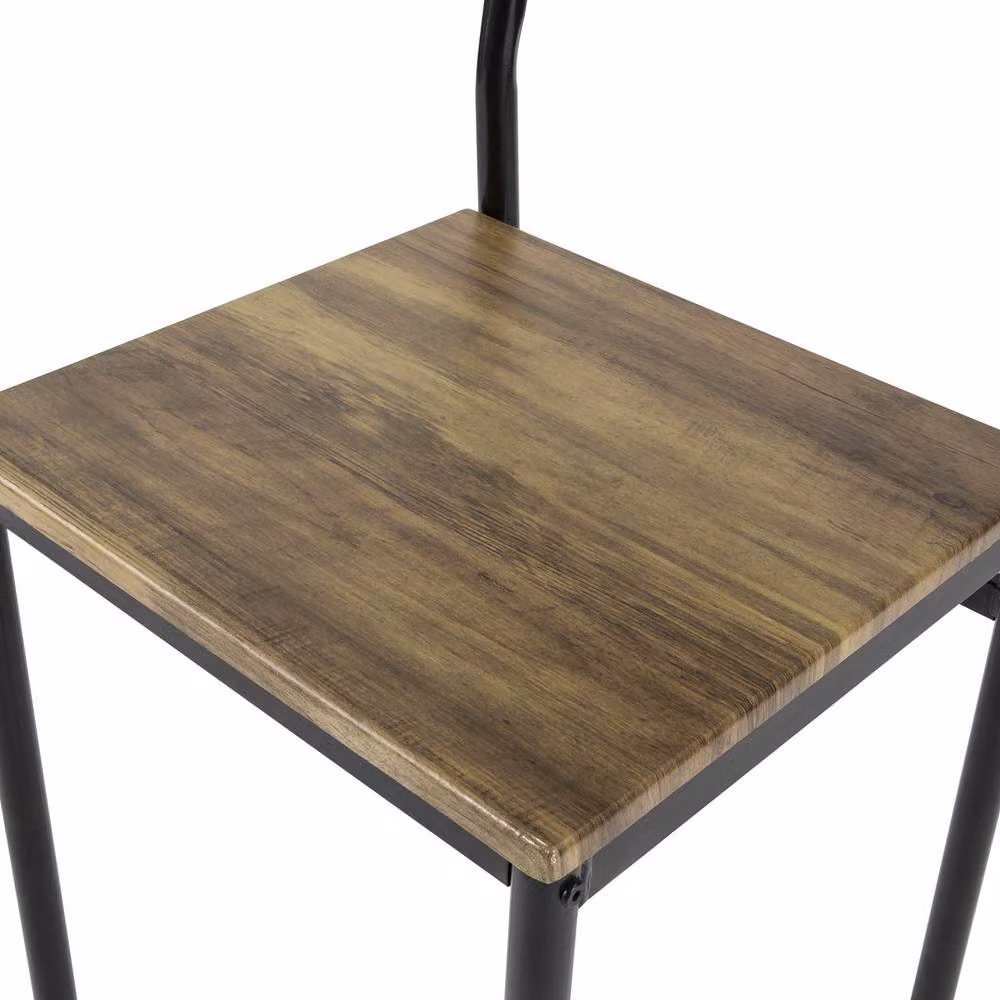 SoBuy Industrial Dining Chair in Brown and Black with Wood and Metal Frame – 5