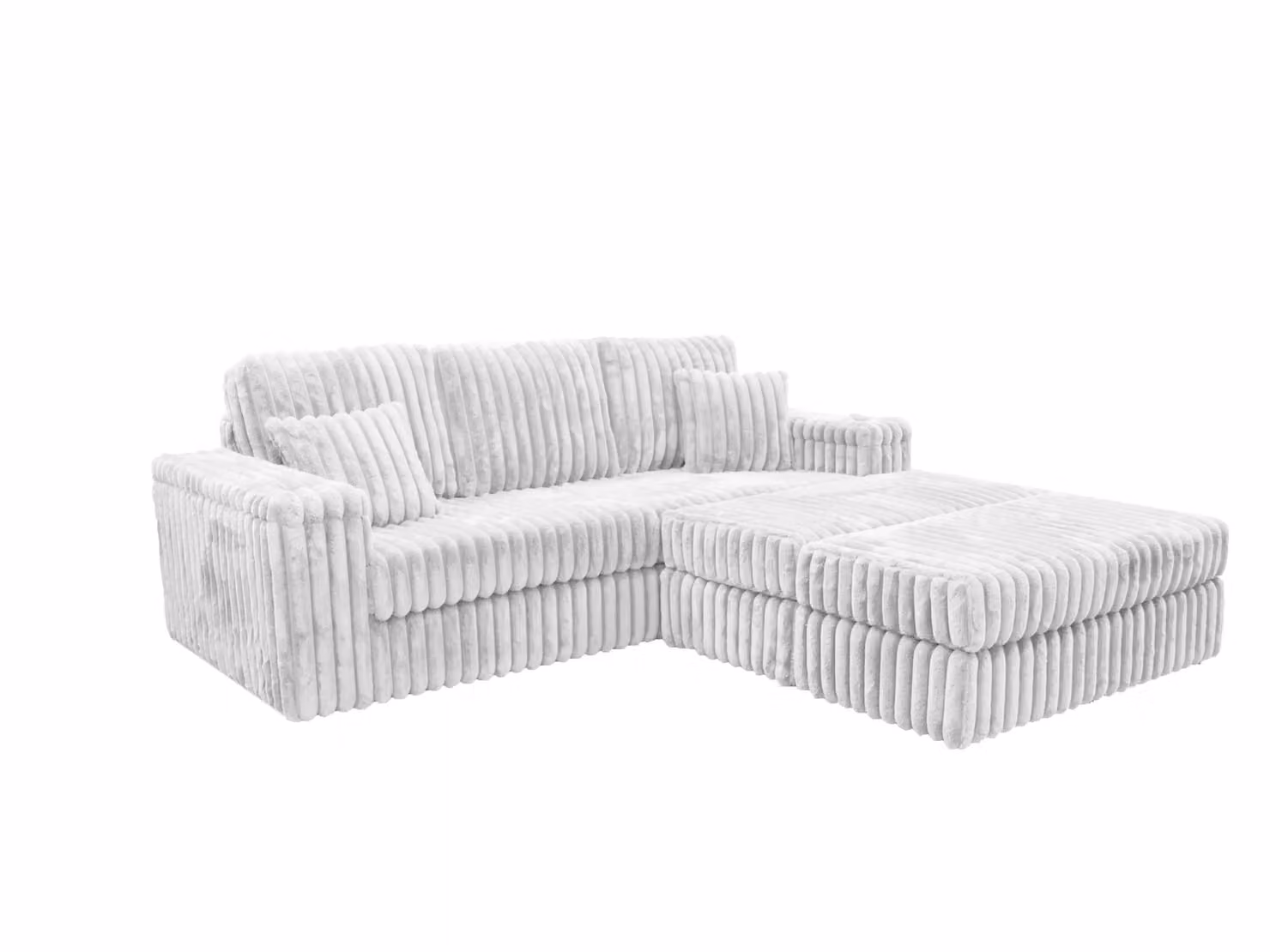 Snugg Furniture UK Limited LUXE 3 Seater Reversible Chunky Fabric Sofa with Matching Ottoman in Cream – 2