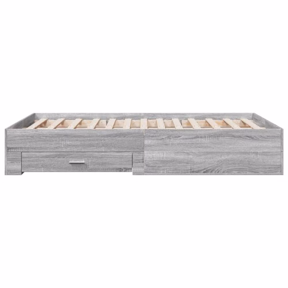 Berkfield Home Modern Bed Frame with Drawers in Grey Sonoma, W/D/H: 120 x 200 x 32 cm – 2