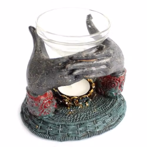 KDMD Antique Buddha Offering Hands Multicolour Tealight Oil Burner