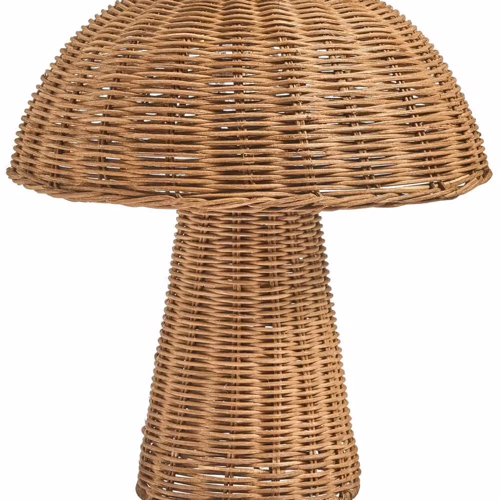 Wyld and Coco Brown Rattan Table Lamp with Wood Base – 2