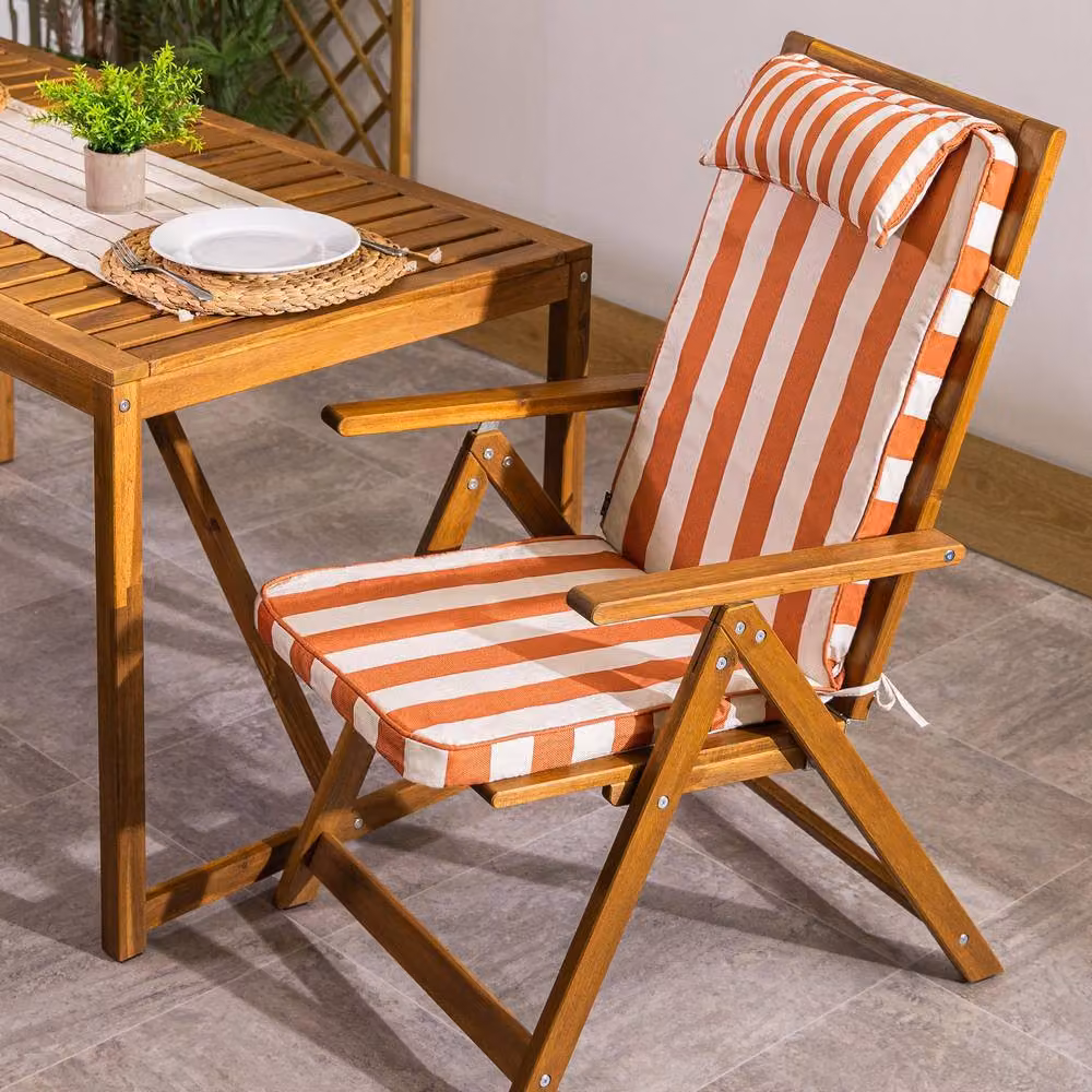 Icon 2 Pack High Back Seat Pad Deck Stripe Cushions in Terracotta Orange – 2