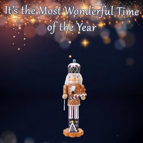 VFM e-Store Wooden Gingerbread Nutcracker Christmas Decoration, Brown and Multicolour, H 39 cm x W 11.2 cm x D 9.15 cm – 3