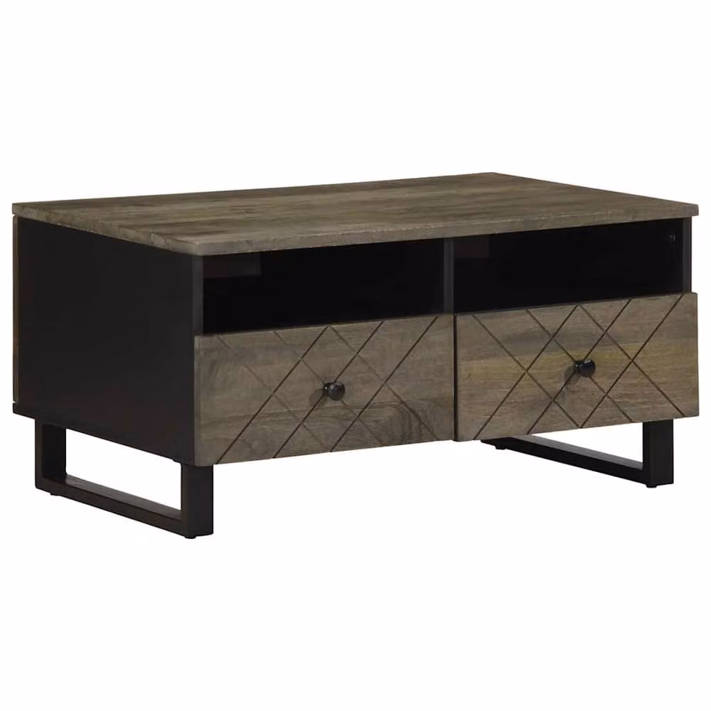 Berkfield Home Black Mango Wood Coffee Table W/D/H: 80 x 54 x 40 cm – 2