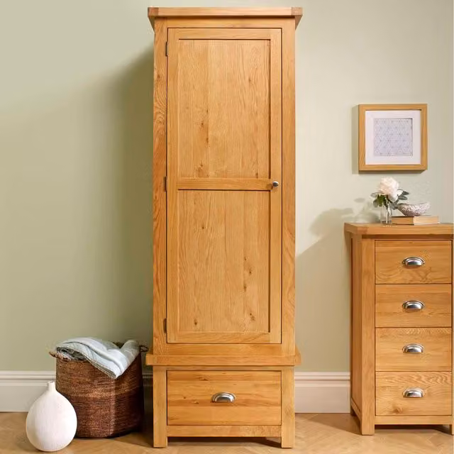 Birlea Woburn Rustic Oak Wardrobe with Hinged Doors and Internal Drawers in Brown