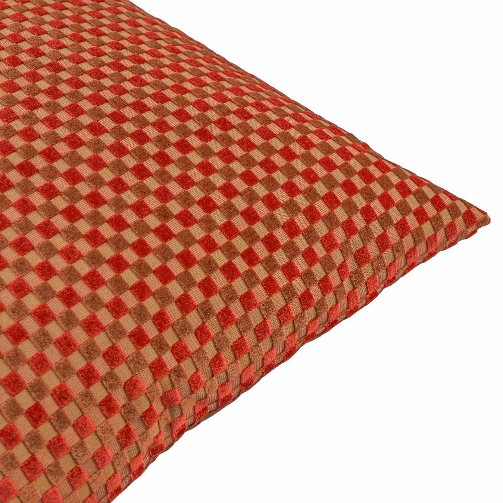 Furn Red Checkered Velvet Jacquard Square Cushion, 45 x 45 cm – 3