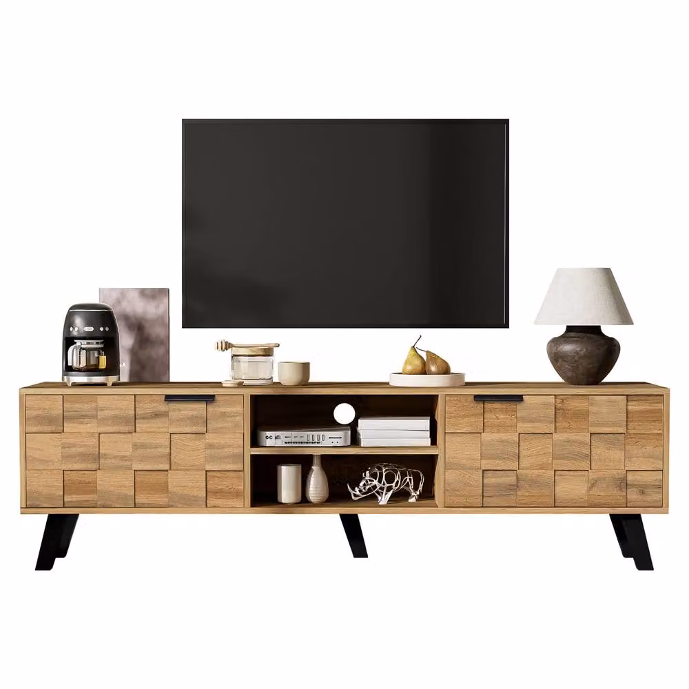 Rolipo Modern Wood TV Cabinet and Media Console in Brown – 2