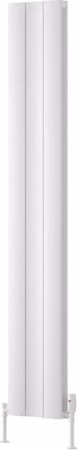 Bathroom Kingdom Gio White Double Flat Panel Vertical Aluminium Radiator H: 180 cm, W: 28 cm
