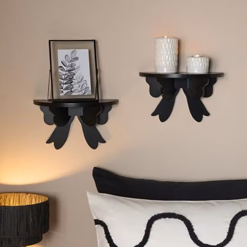 OHS Bow Wall Mounted Floating Shelves, 2 Pack, Black – 2