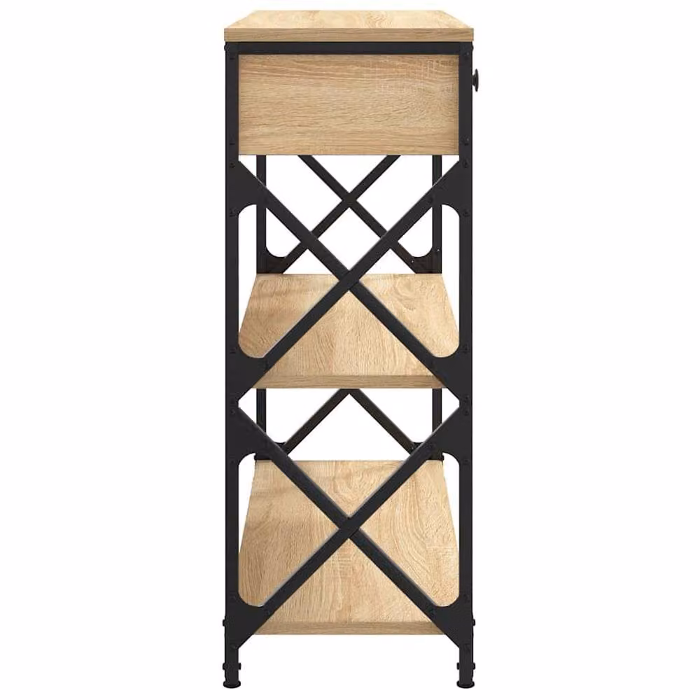 Berkfield Home Decorative Console Table in Sonoma Oak and Light Brown, W/D/H: 75 x 28 x 75 cm – 4