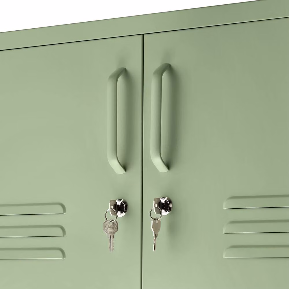 tectake Baker Sideboard in Matt Pale Green with Lockable Doors and Cable Management – 3