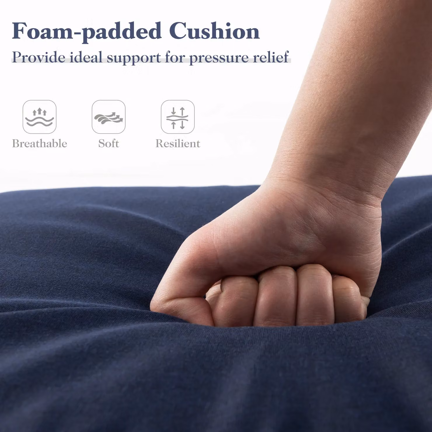 Costway 2 Piece Tri-Fold Chaise Lounge Cushion Set, Blue, W: 182 cm, D: 59 cm – 6