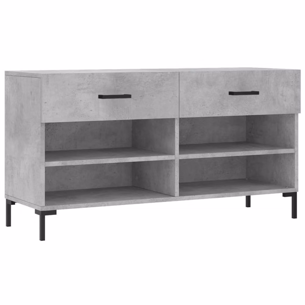 Berkfield Home Industrial Shoe Bench in Concrete Grey, W/D/H: 102 x 35 x 55 cm – 3