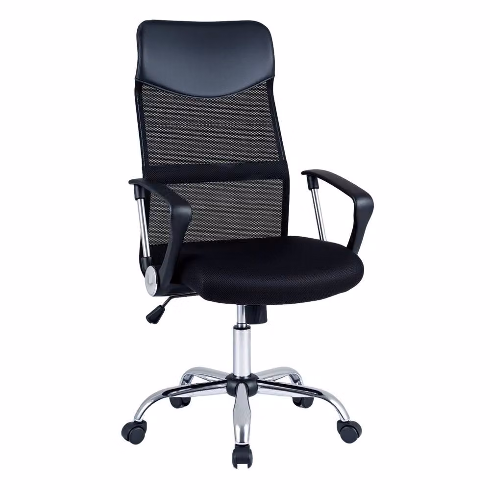 Costway Black Mesh Office Chair with Reclining Backrest, Armrests and Swivel Function for Home Office – 4