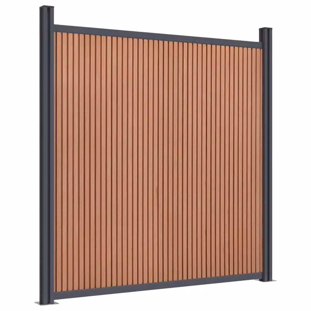 Berkfield Home Brown WPC and Aluminium Fence Panel, W: 1218 cm, H: 186 cm – 3