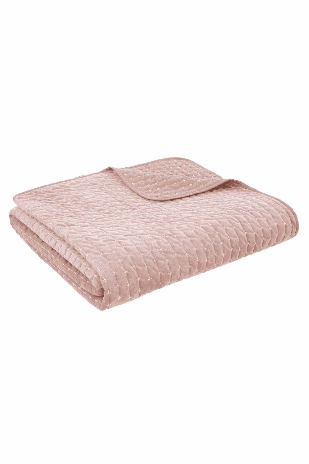 Bianca Attica Velvet Embroidered Quilted Bedspread in Pink – 2