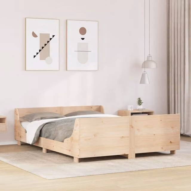Berkfield Home Solid Wood Pine Bed Frame in Brown, W: 160 cm, D: 200 cm