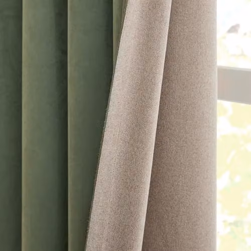 Furn Verso Blackout Eyelet Curtain Pair in Green, W/D/H: 183 x 229 cm – 2