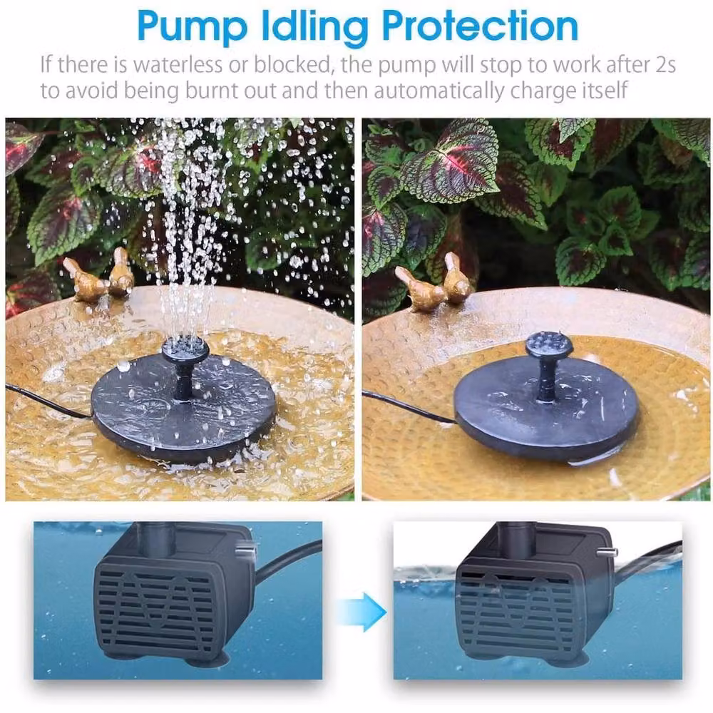NESTLUNE Solar Panel Powered Round Garden Water Feature Fountain Pump, 380L/h, Multicolour, 0.6m2 – 2