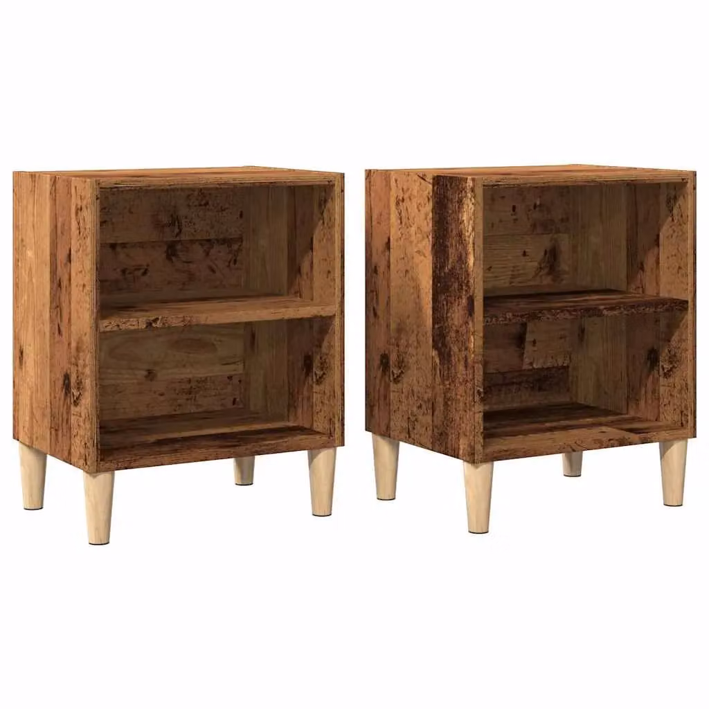 Berkfield Home Set of 2 Bedside Cabinets in Old Wood Brown, W/D/H: 40 x 30 x 50 cm – 2