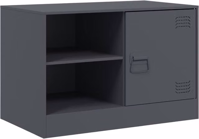Berkfield Home Anthracite Metal TV Cabinet in Dark Grey, W/D/H: 67 x 39 x 44 cm – 1