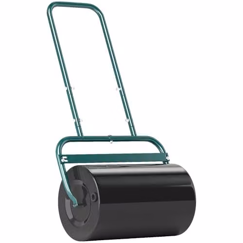 Outsunny Manual Garden Lawn Roller Aerator in Dark Green, holds 62kg of Sand or 38L of Water