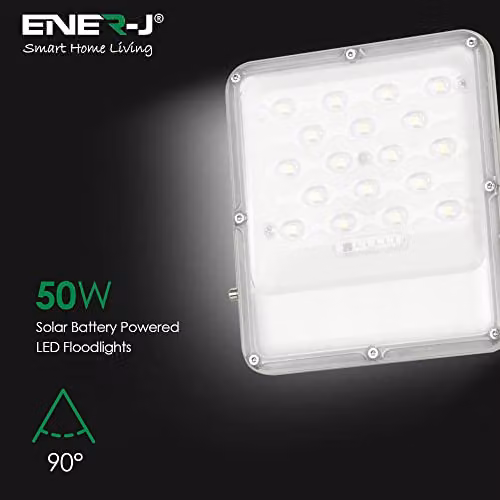 ENERJ 50W Solar Powered LED Floodlight with Solar Panel and Remote Control, White – 3