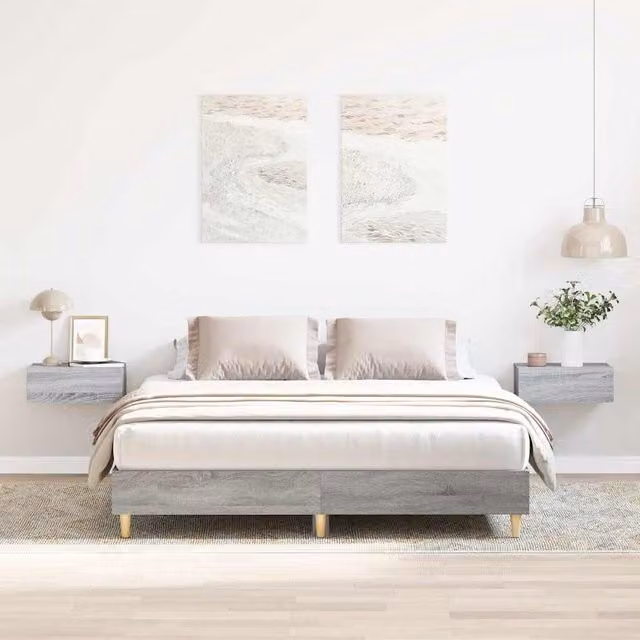 Berkfield Home Sonoma King Size Bed Frame in Grey Engineered Wood W/D/H: 150 x 200 cm