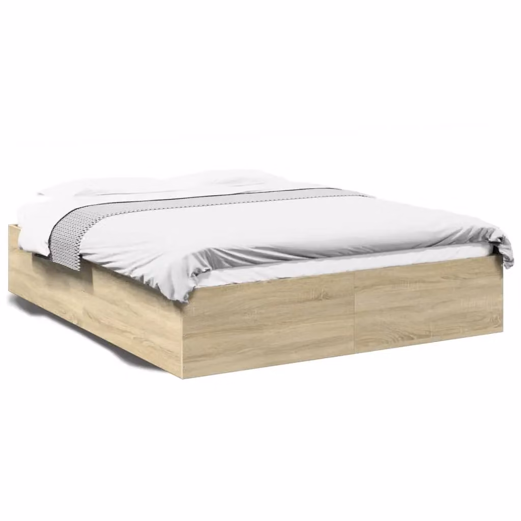 Berkfield Home Sonoma Oak King Size Bed Frame in Brown, W/D/H: 150 x 200 cm – 2