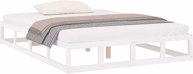 Berkfield Home Beautiful White Solid Pine Bed Frame W/D/H: 205.5 x 140 x 145.5 cm