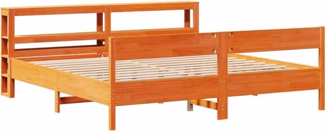 Berkfield Home Super King Solid Wood Decorative Bed Frame in Wax Brown, W/D/H: 180 x 200 x 82 cm – 1