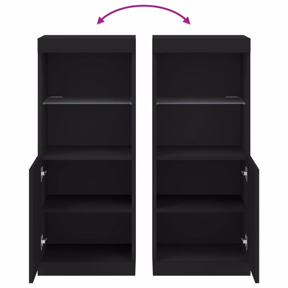 Berkfield Home Black Modern Sideboard with Integrated LED Lights, W: 41 cm, D: 37 cm, H: 100 cm – 6