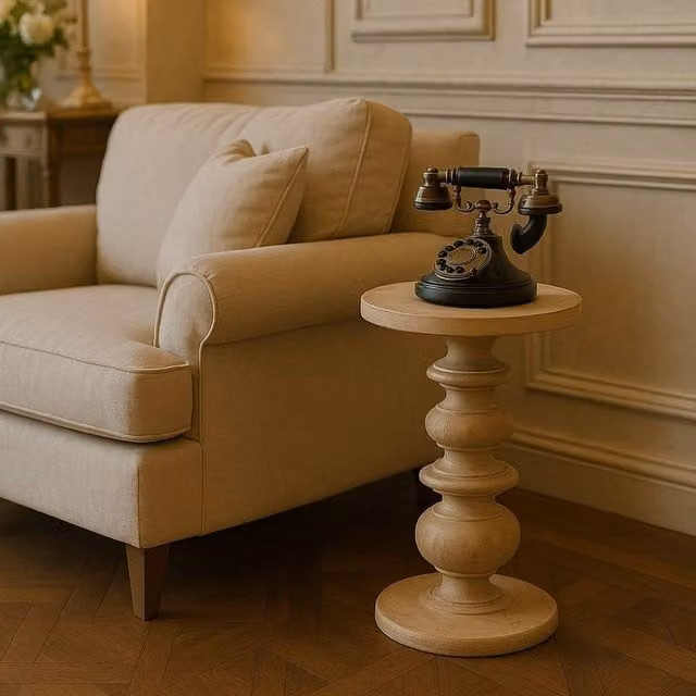 Artisan Furniture The Bellis Marble Accent Table in Brown and White with Mango Wood