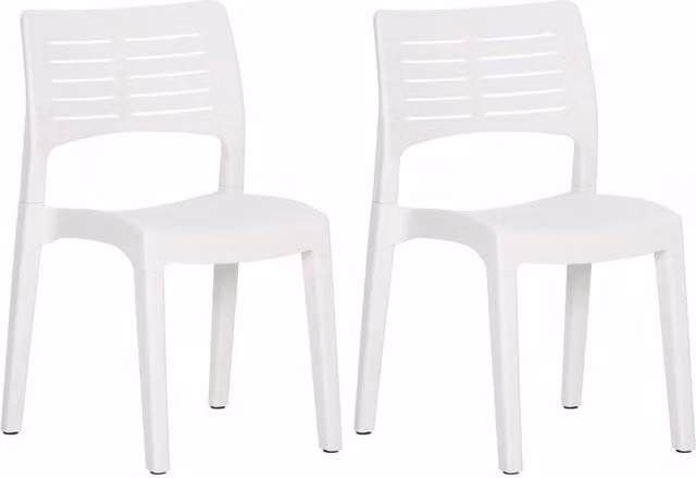 Berkfield Home Modern White Polypropylene Garden Chairs, Set of 2 – 1