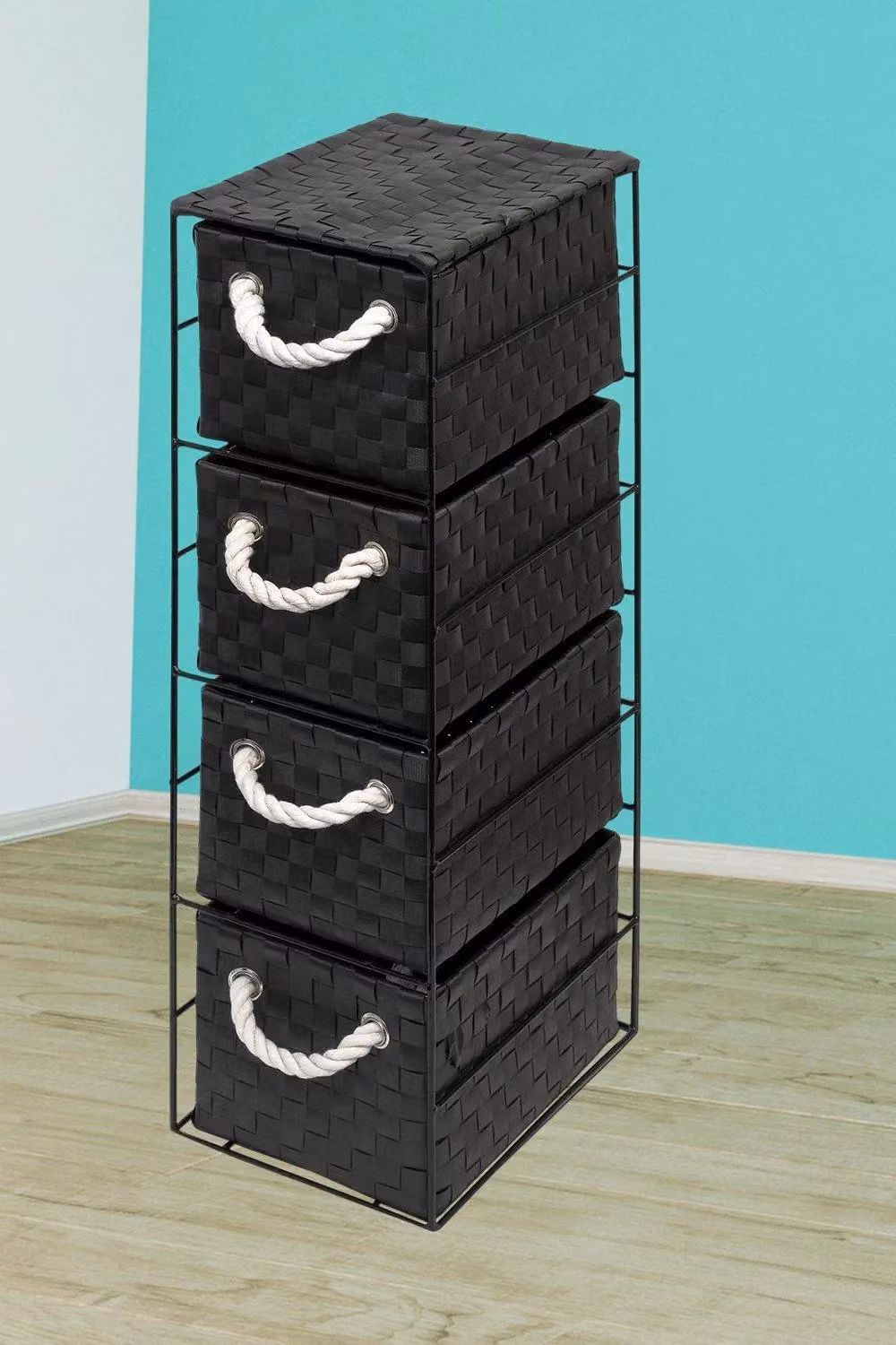 Arpan 4-Drawer Storage Unit in Black, W/D/H: 18 x 25 x 65 cm – 4