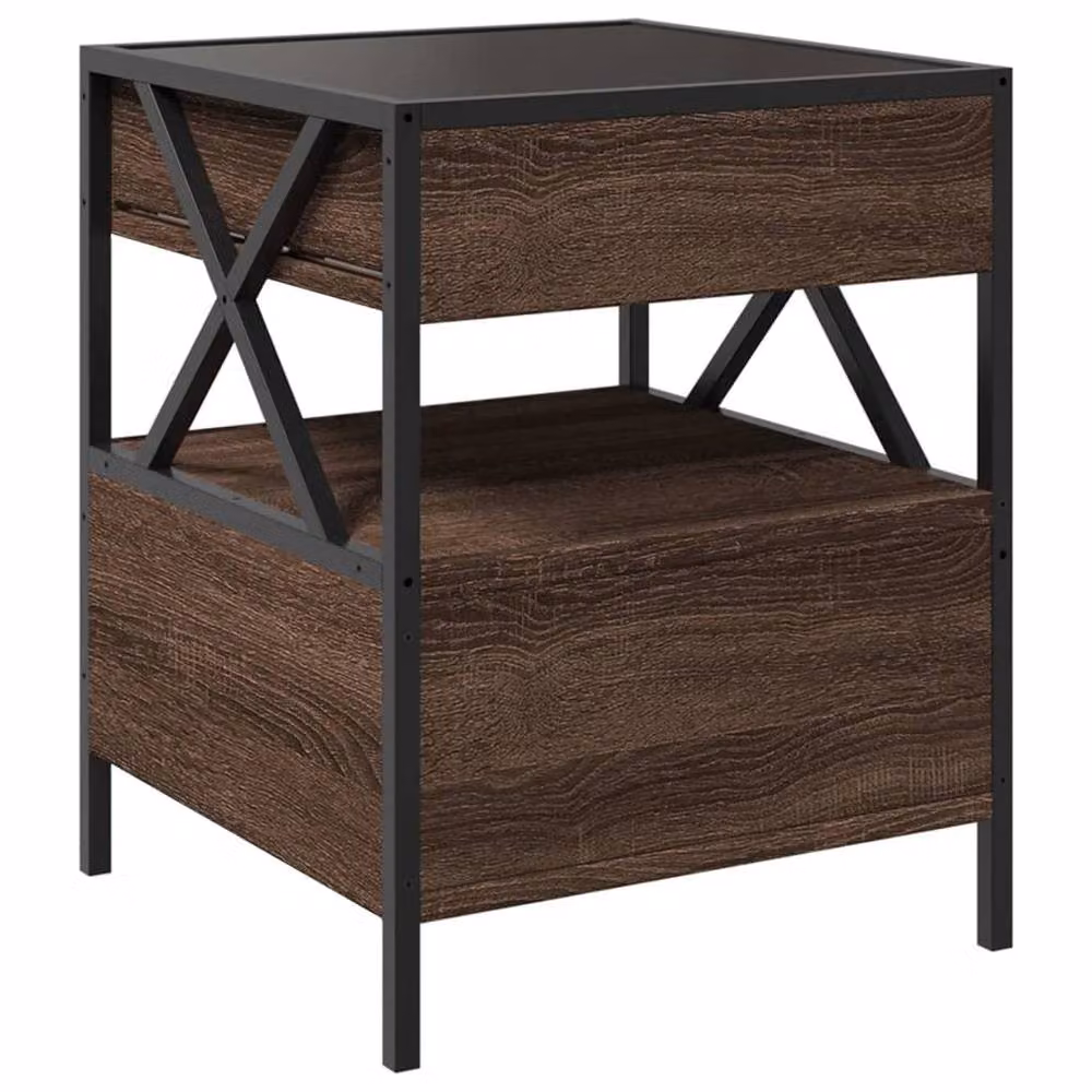 Berkfield Home Infinity LED Coffee Table in Brown Oak, W/D/H: 40 x 40 x 51 cm – 4