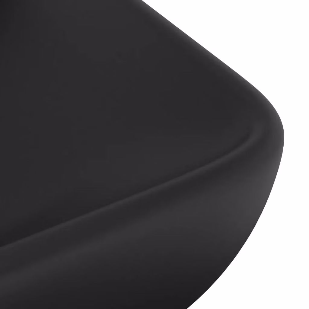 Berkfield Home Luxury Rectangular Ceramic Countertop Basin in Matt Black, W: 71 cm, D: 38 cm, H: 13.5 cm – 3