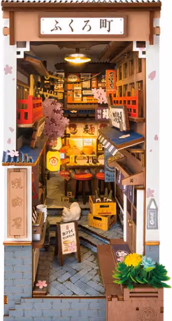 Syntego Sakura Wine Alley DIY Wood Book Nook Shelf Insert, Multicolour