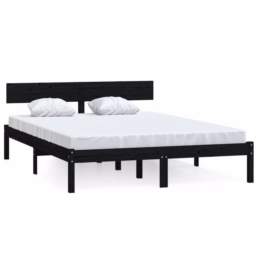Berkfield Home Modern Small Double Bed Frame in Black Solid Pine Wood, W/D/H: 120 x 200 cm – 3