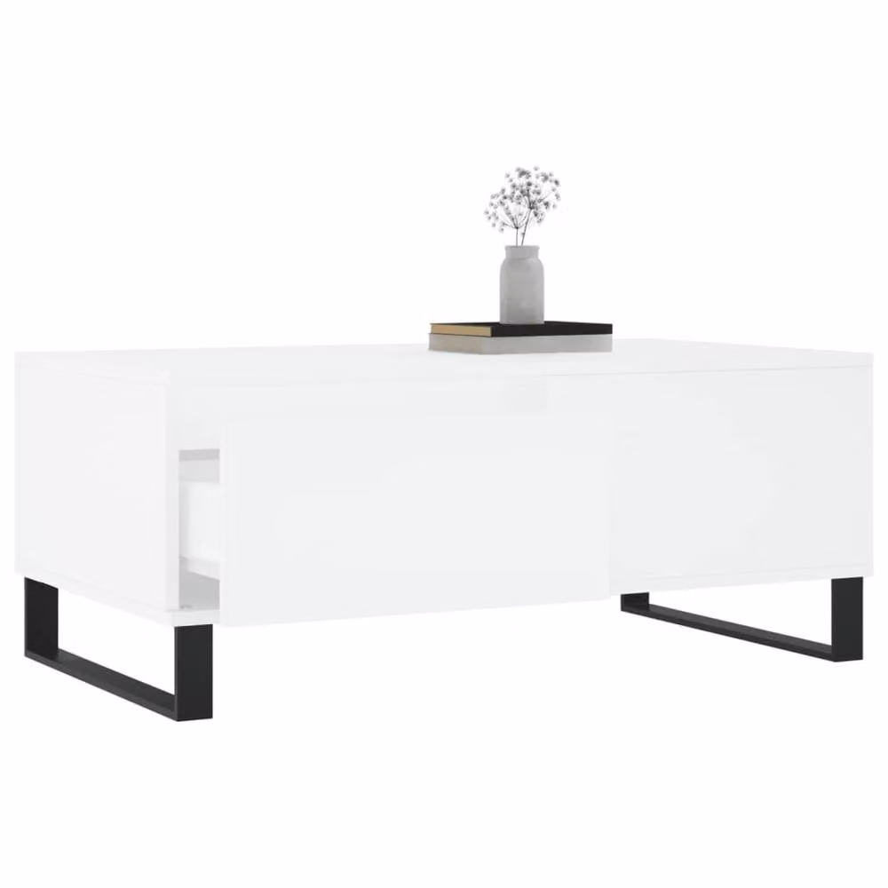 Berkfield Home White Modern Rectangular Coffee Table in Engineered Wood W/D/H: 90 x 50 x 36.5 cm – 2