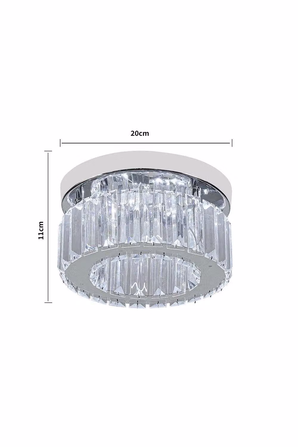 H&O Direct Modern Round Crystal LED Ceiling Light in Silver – 2